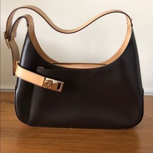 Salvatore Ferragamo Brown Gancini Shoulder Bag